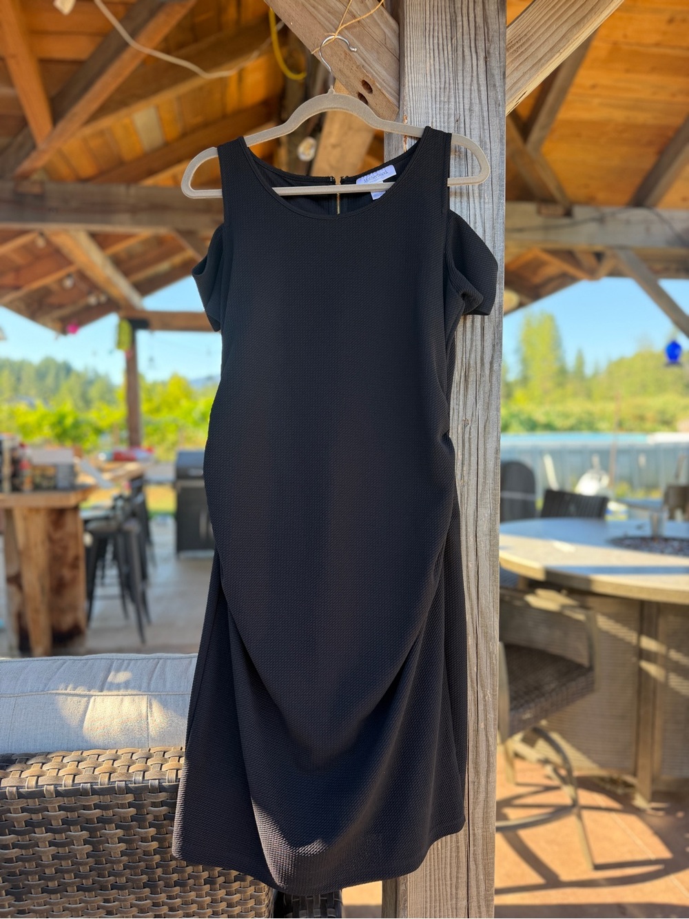 Motherhood Black One-Shoulder Maternity Dress